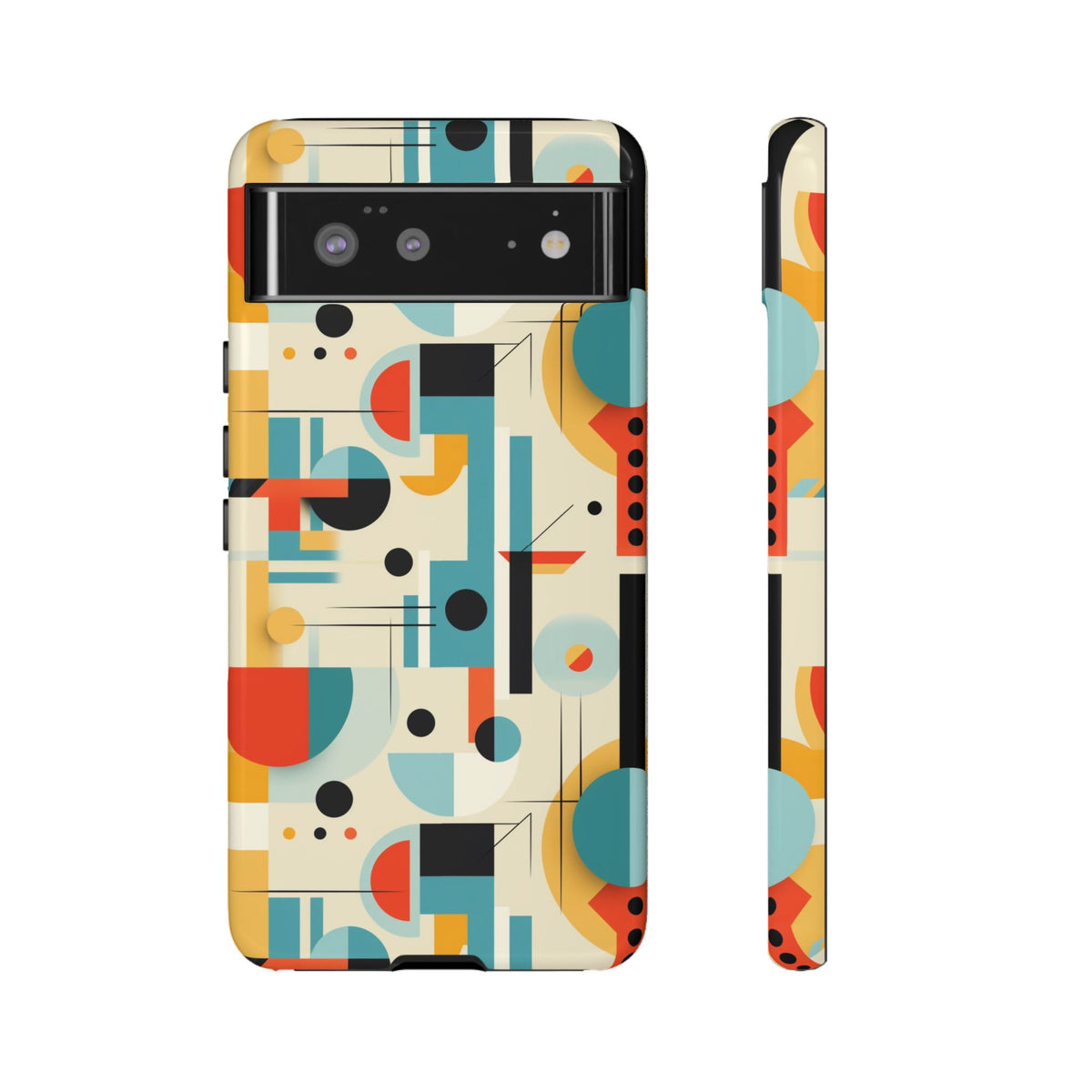 Bauhaus Designed Mid Mod Geometric Groovy Smart Phone, iPhone, Samsung Compatible Tough Cases - Mid Century Modern Gal