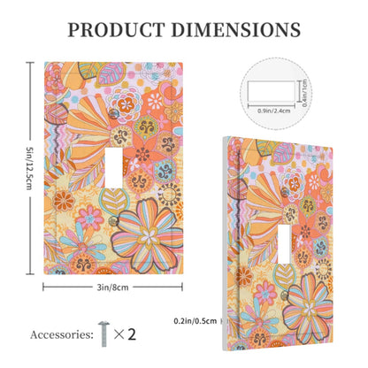 Vintage Floral 70s Designed Retro Pink Yellow Orange Flowers Modern Switch Cover - Mid Century Modern Gal