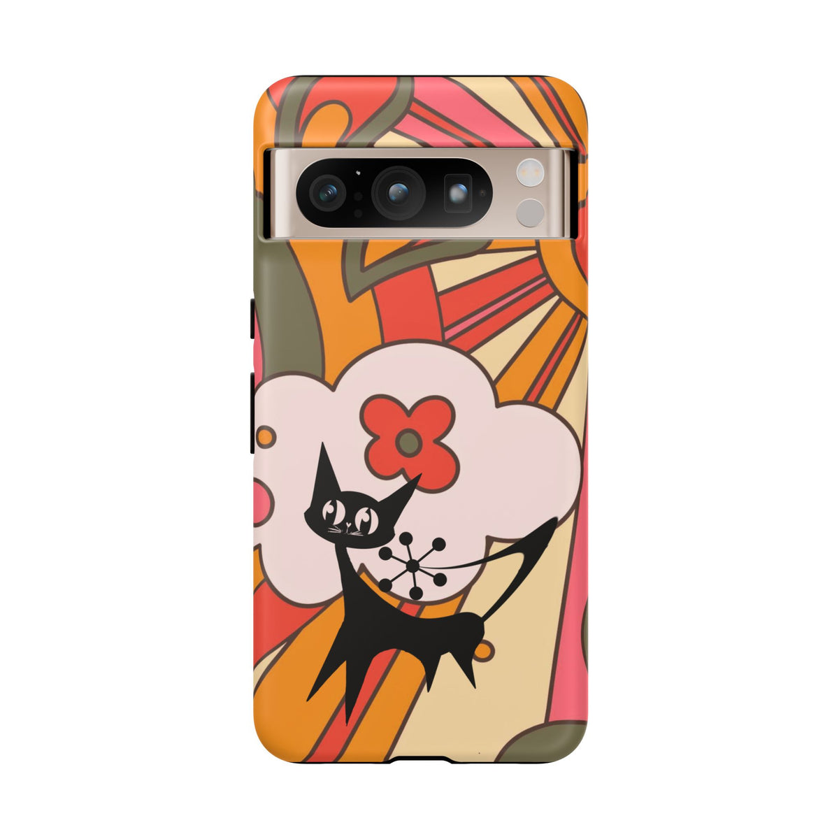 Atomic Cat, Retro Sunburst, Groovy Mod Smart Phone Tough Phone Cases