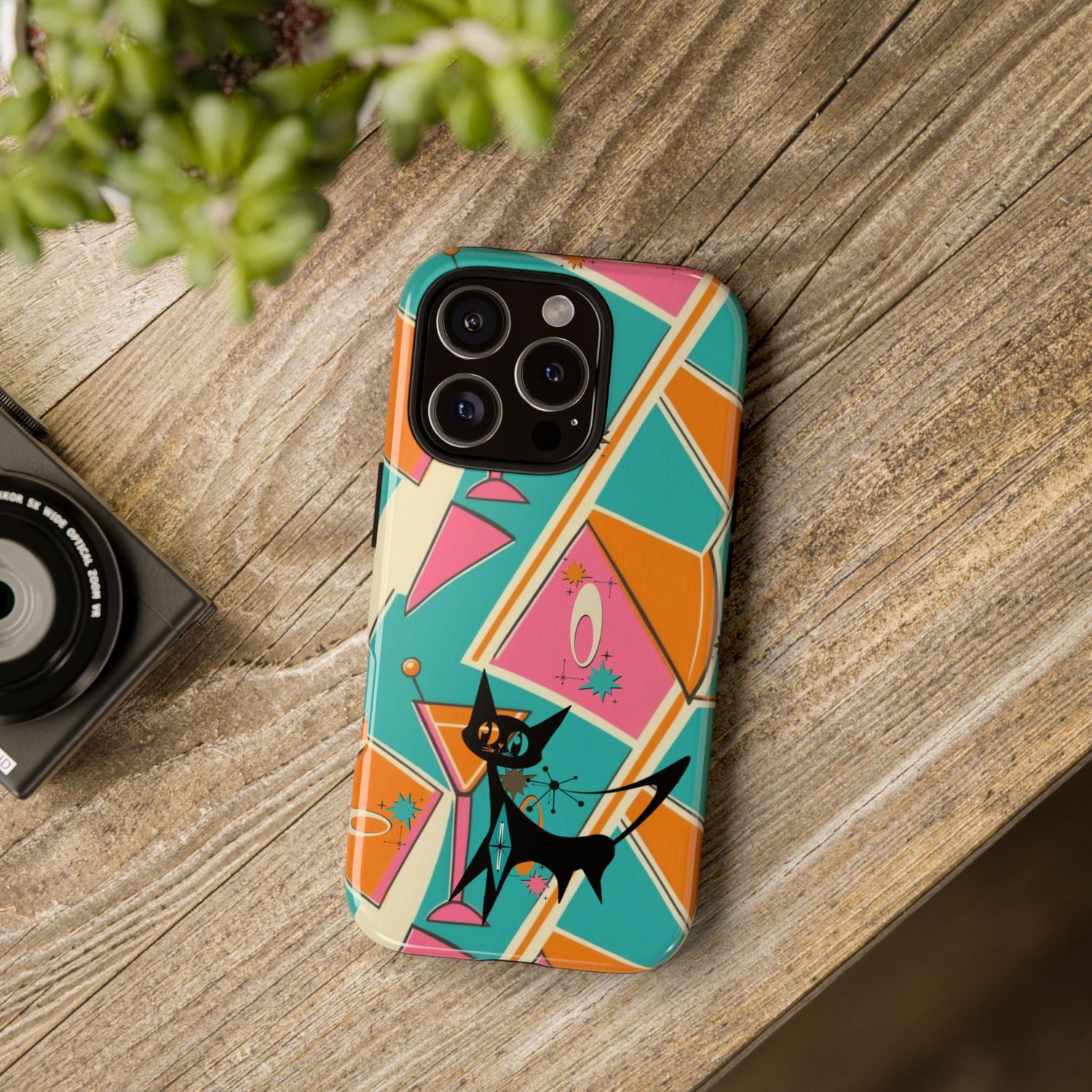 Atomic Cat Mid Mod Retro Cat Phone Case - Tough Cases for Stylish Cat Lovers