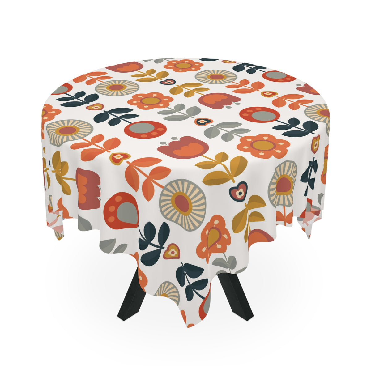 Scandinavian Designed Modern Danish Nordic Flowers Vibrant Floral Retro Mod Tablecloth - Mid Century Modern Gal