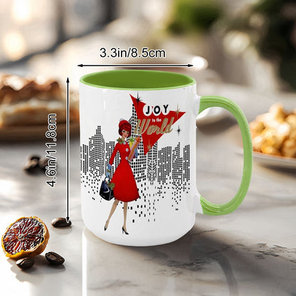 Mid Century Modern Christmas Joy To The World Mod Gal Cityscape Holiday Mug