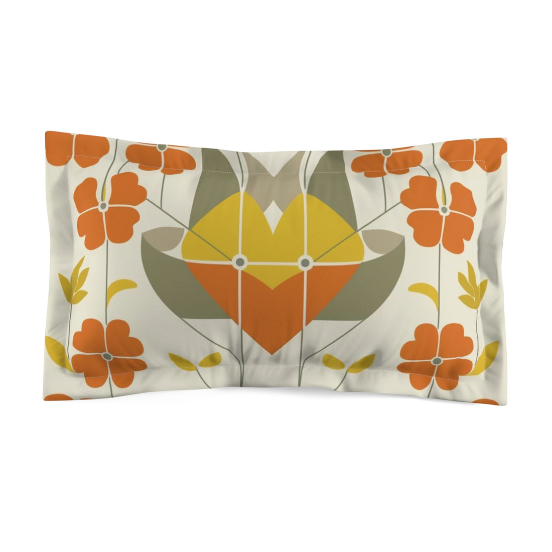 Mid Century Modern Danish Nordic Scandinavian Floral Microfiber Pillow Sham - Mid Century Modern Gal