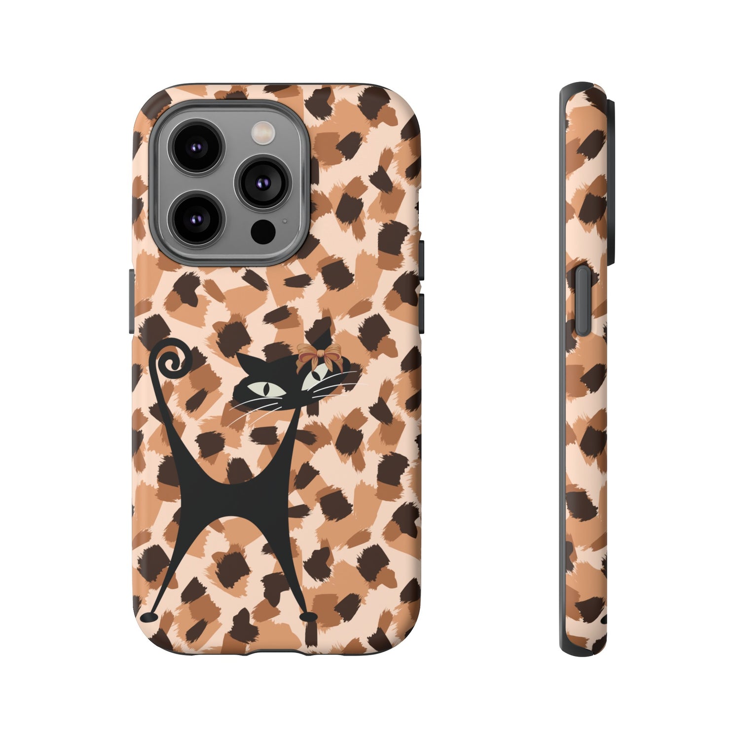 Mid Century Modern Atomic Cat, Animal Print Kitschy Trendy Smart Phone Tough Cases