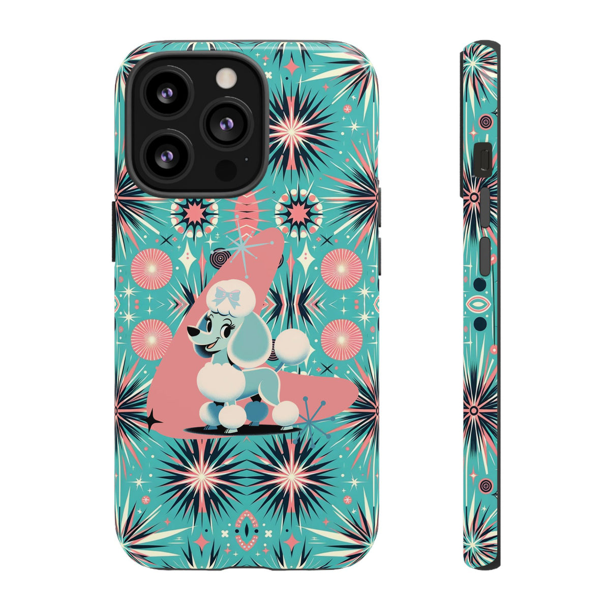 1950s Mid Century Modern Atomic Pink, Poodle Retro Smart Phone Tough Cases - Mid Century Modern Gal