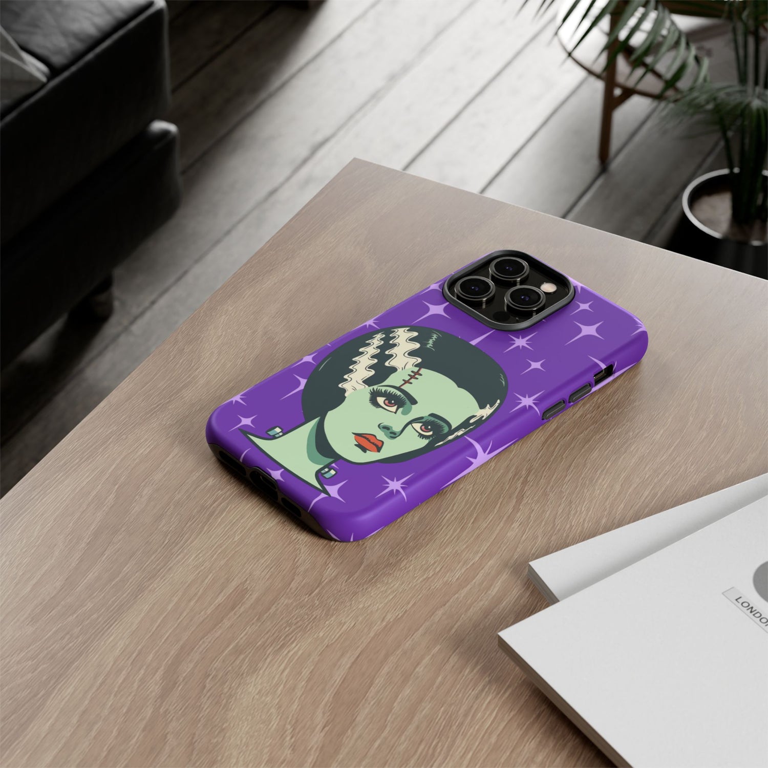 Bride of Frankenstein Retro Mid Mod Horror Buff Purple Halloween Tough Phone Case