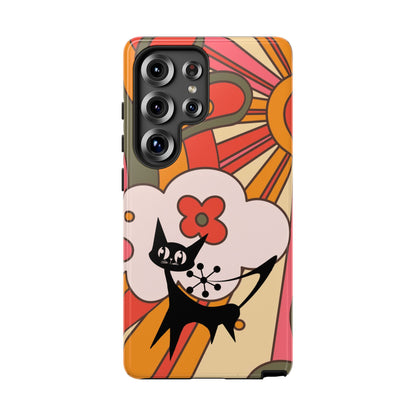 Atomic Cat, Retro Sunburst, Groovy Mod Smart Phone Tough Phone Cases