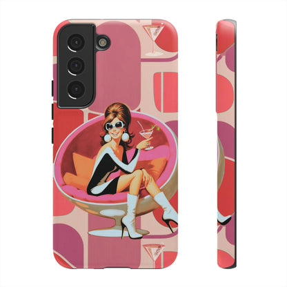 Mid Mod 60s Mod Gal, Kick Back Enjoy, Retro Chic Phone Case with Cocktail Design