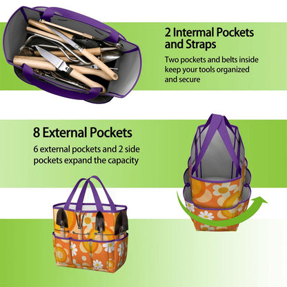 Flower Power Orange Groovy Mod Garden Tool Bag