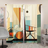 Mid Century Modern Bauhaus Designed Abstract Geometric Mod Retro Window Curtains (two panels) - Mid Century Modern Gal