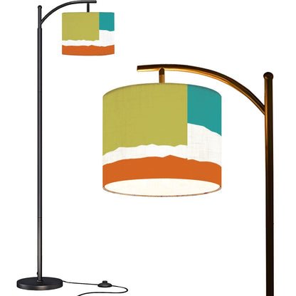 Mid Century Modern Patchwork Green, Teal, Orange MCM Arc Floor Lamp - Mid Century Modern Gal