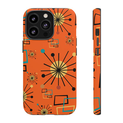 Mid Century Modern Sinatra Orange, Starburst, Geometric Funky Fun Tough Phone Case - Mid Century Modern Gal
