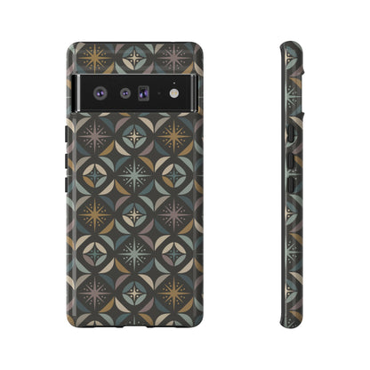 Mid Century Modern Elegant Gray Geometric Starburst Tough Phone Case