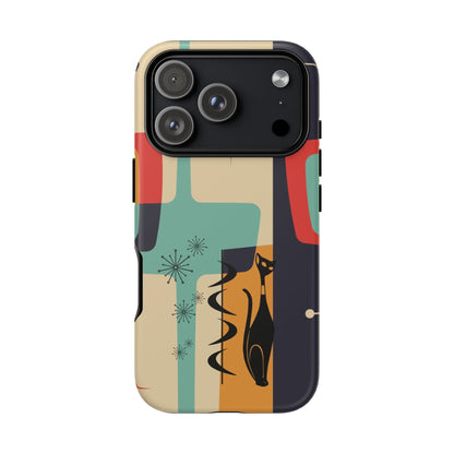 Mid Century Modern, Geometric, Atomic Cat Groovy Smart Phones Tough Phone Cases