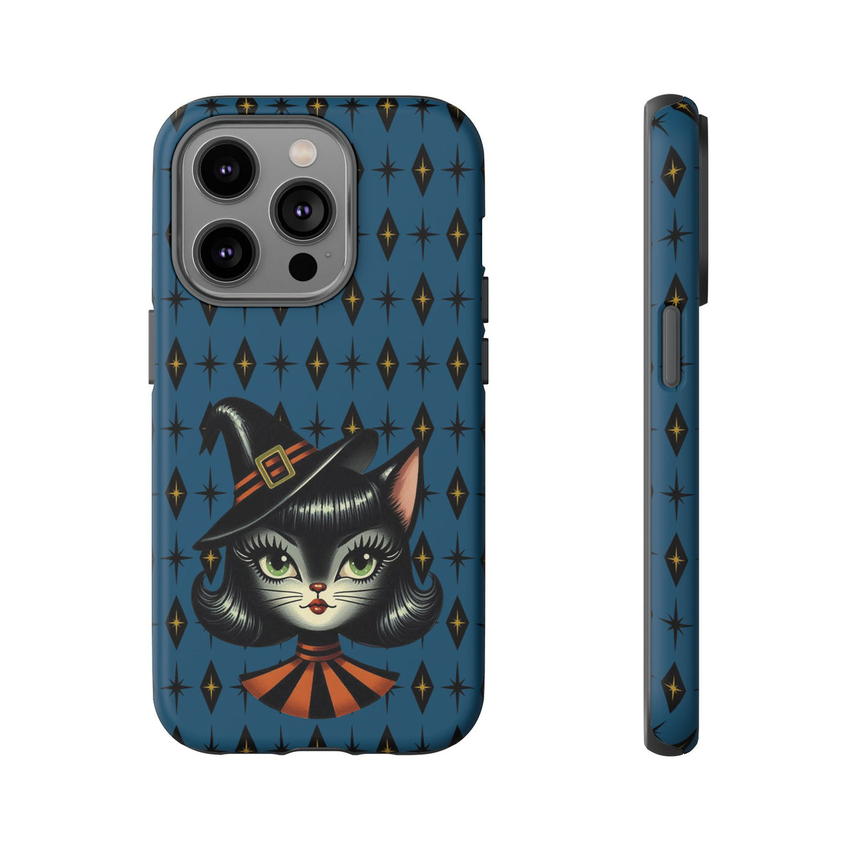 Vintage Halloween Black Cat Sexy Sexton Mid Century Modern Blue Tough Phone Case
