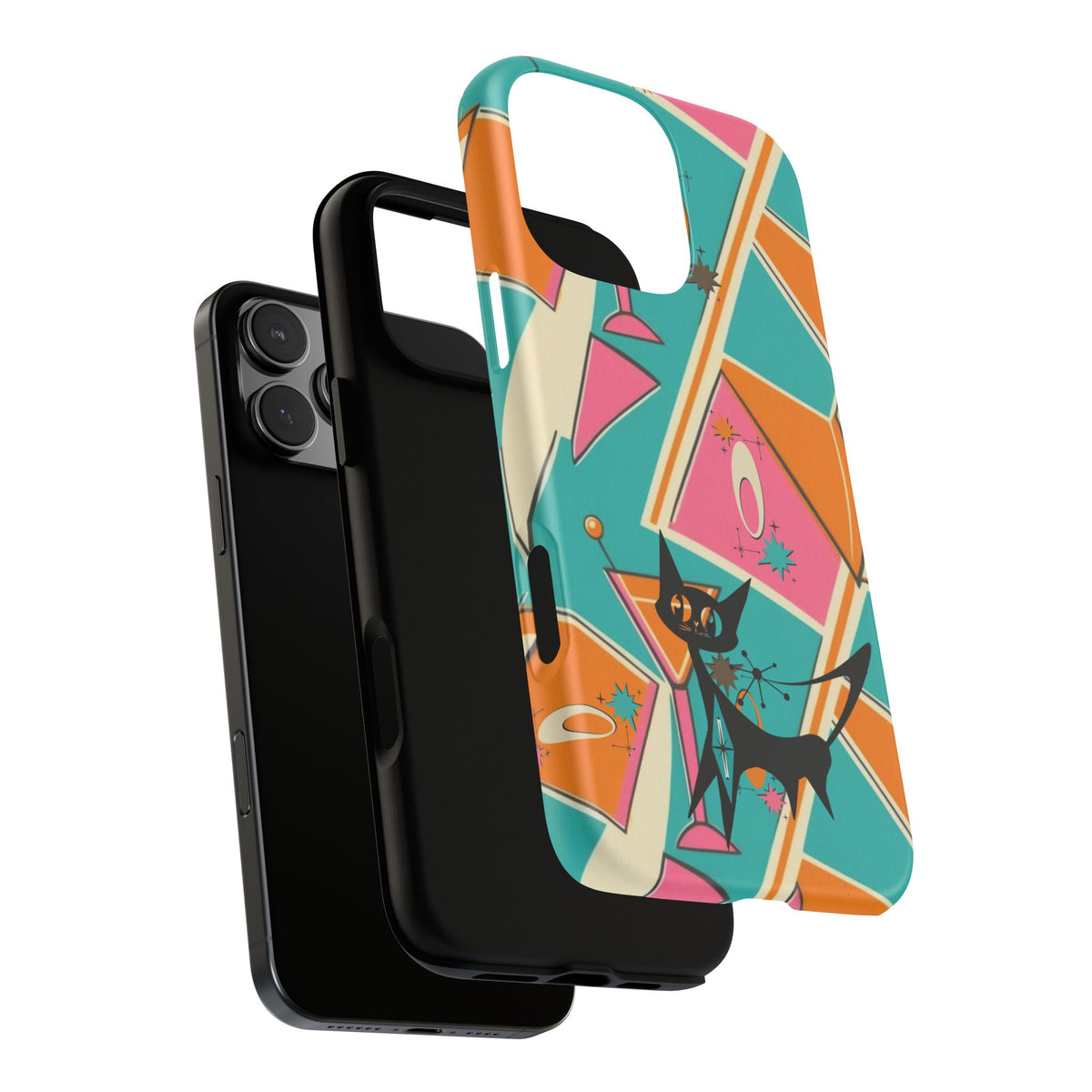 Atomic Cat Mid Mod Retro Cat Phone Case - Tough Cases for Stylish Cat Lovers