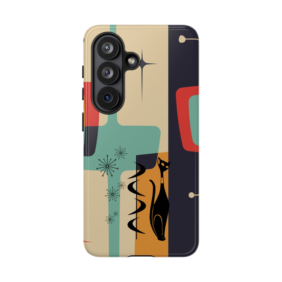 Mid Century Modern, Geometric, Atomic Cat Groovy Smart Phones Tough Phone Cases