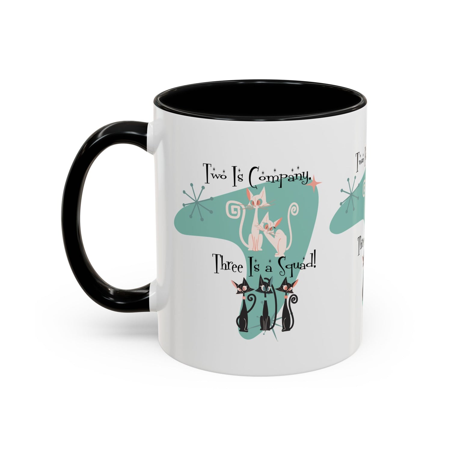 Atomic Cat Mug, Kitschy Cute Co-Worker, Best Mid Mod Charming Cat Coffee Mug - Mid Century Modern Gal