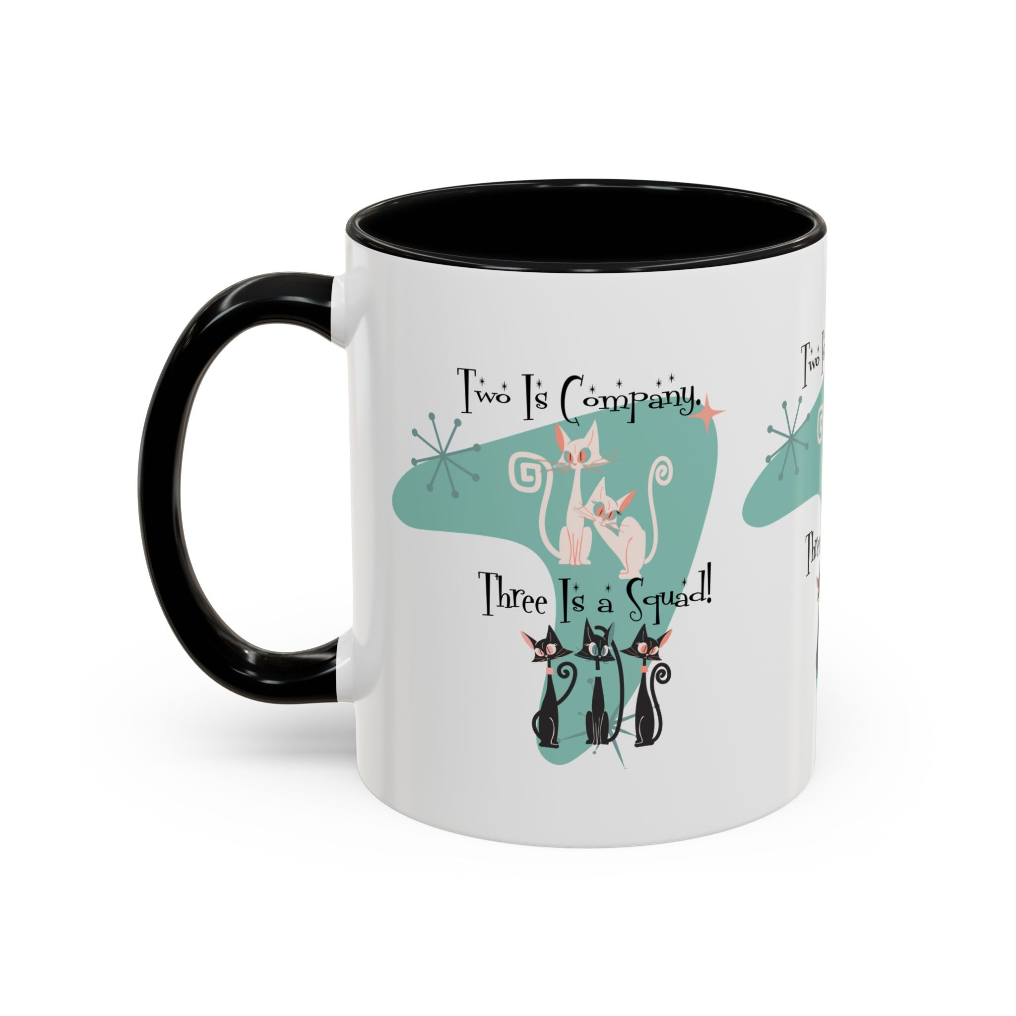 Atomic Cat Mug, Kitschy Cute Co-Worker, Best Mid Mod Charming Cat Coffee Mug - Mid Century Modern Gal
