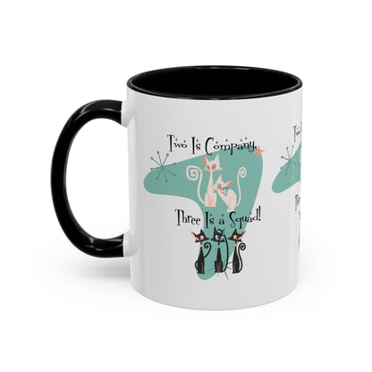 Atomic Cat Mug, Kitschy Cute Co-Worker, Best Mid Mod Charming Cat Coffee Mug - Mid Century Modern Gal
