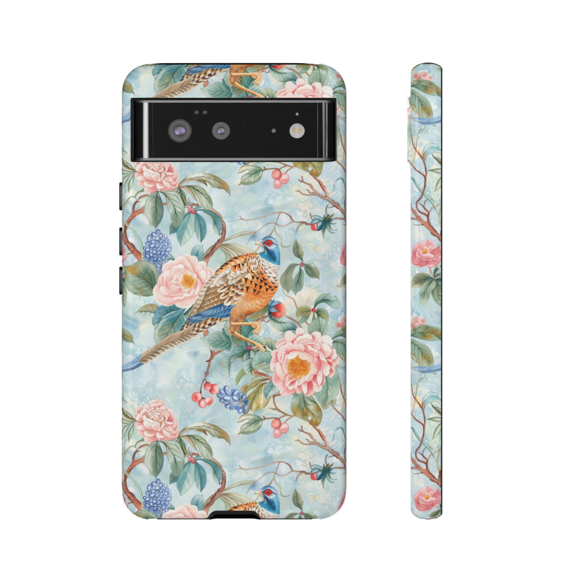 Chinoiserie Designed Floral Pheasant Phone Case with Bird Design