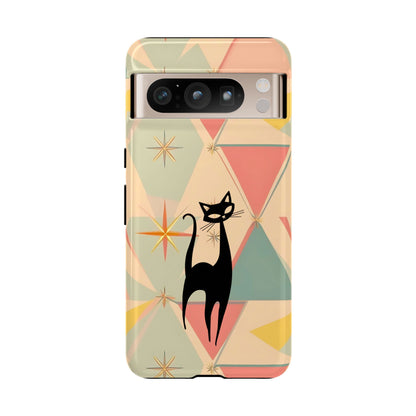Atomic Cat Mid Mod Retro Cat Phone Case | Tough Cases with Vintage Vibe | Ideal for Cat Lovers