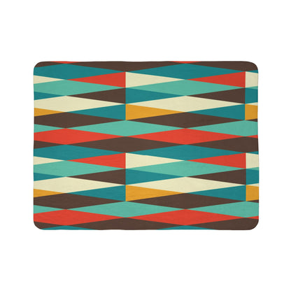 Mid Century Modern, Geometric, Retro, Mod, Teal Blue, Mustard Yellow, Chocolate Brown, Burnt Orange, Sherpa Blanket - Mid Century Modern Gal