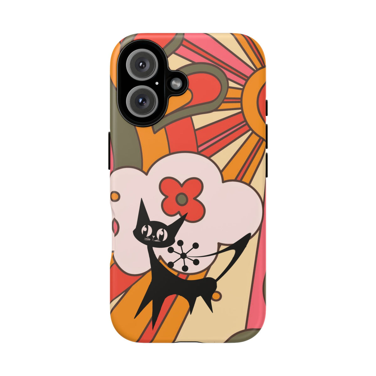 Atomic Cat, Retro Sunburst, Groovy Mod Smart Phone Tough Phone Cases
