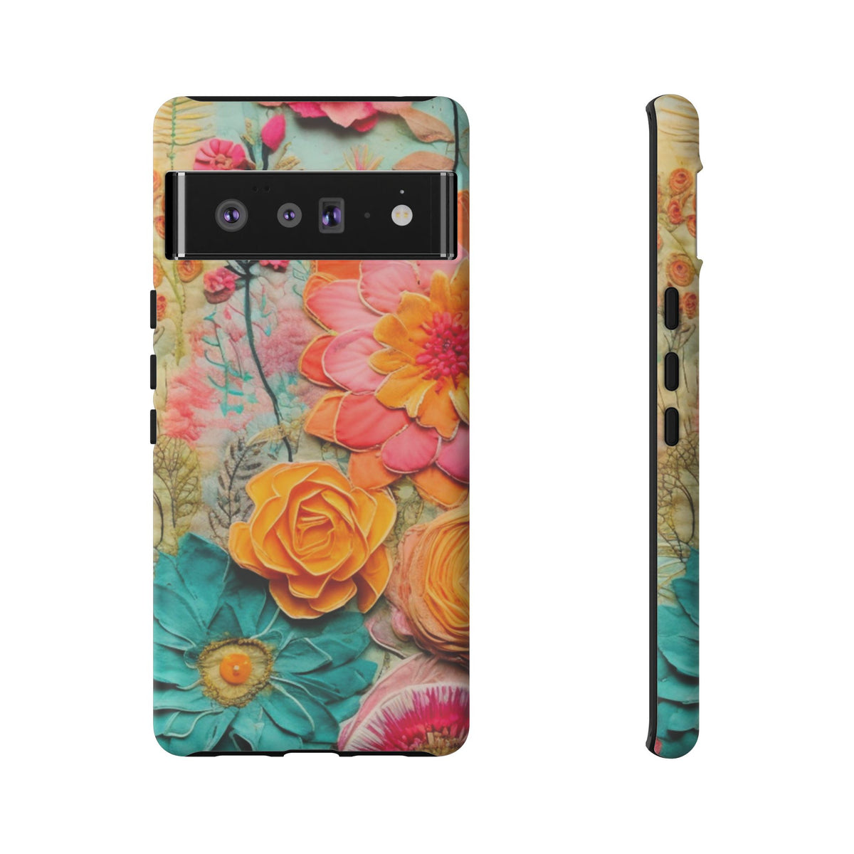 Boho Retro Floral Faux Pressed Flowers Smart Phone Tough Phone Cases