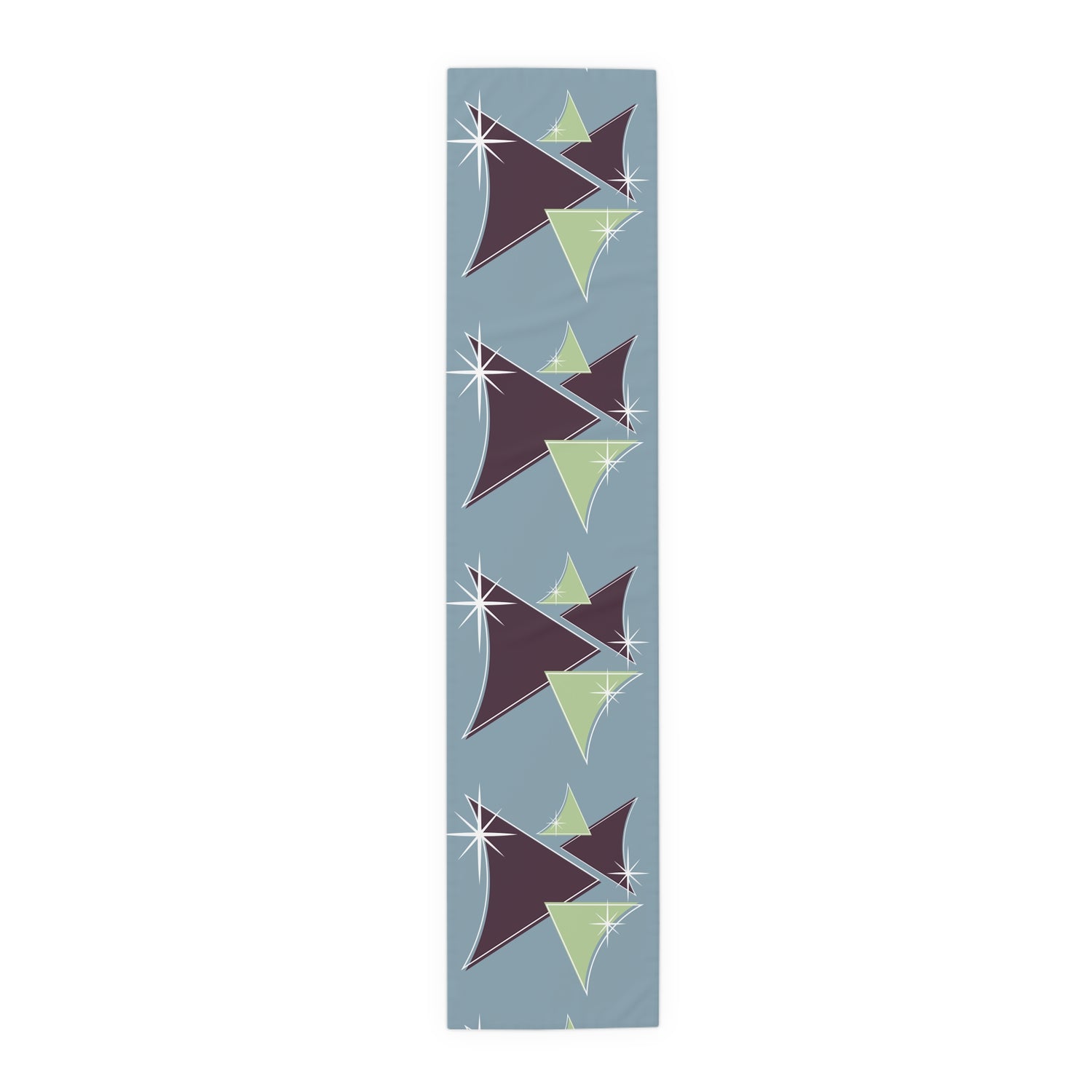 Mid Century Modern Table Runner Indigo Blue, Purple Green Retro Table Linens - Mid Century Modern Gal