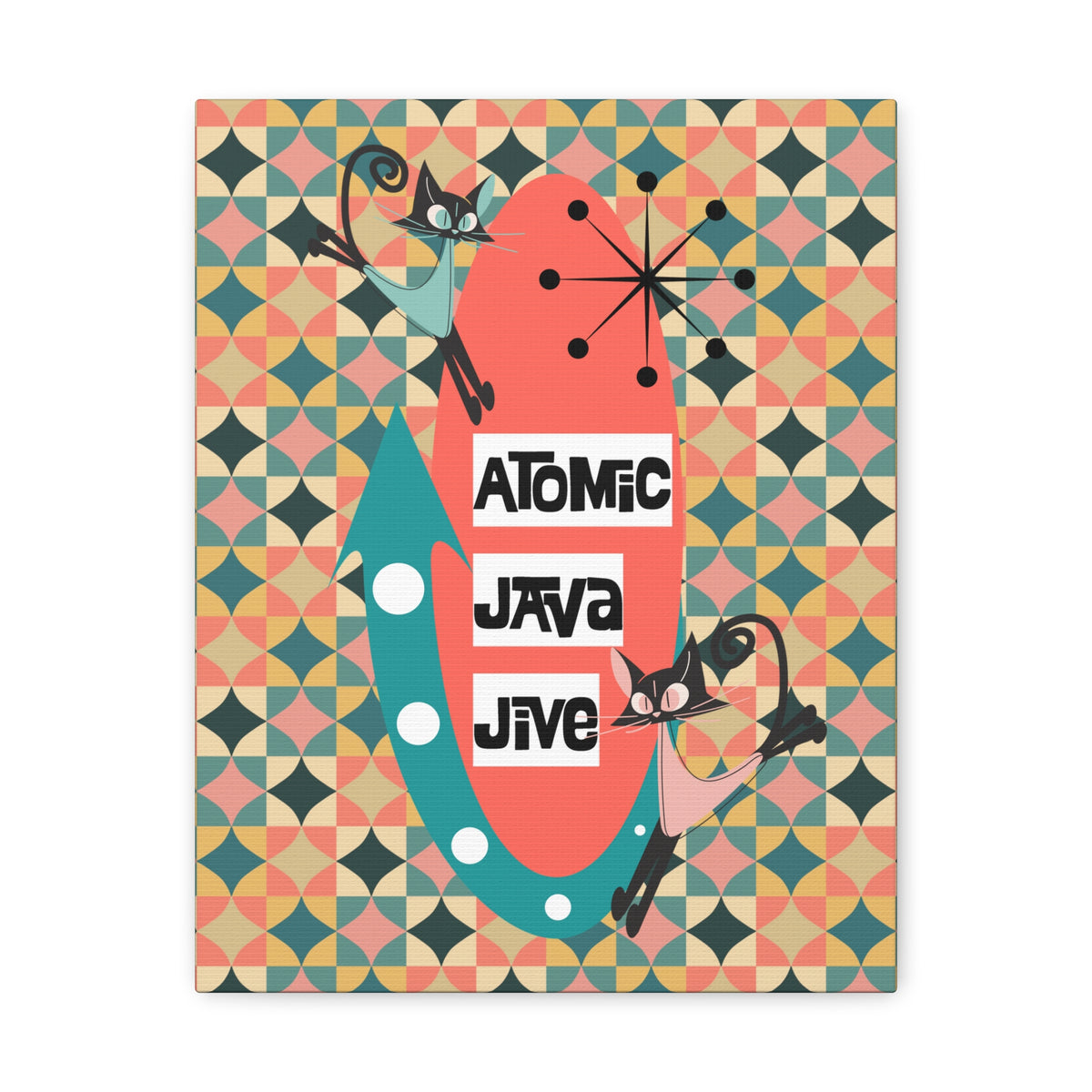 Mid Century Modern Coffee Bar, Coffee Nook, Kitschy 50s Wall Art, Atomic Java Jive Coffee Lover Art - Mid Century Modern Gal