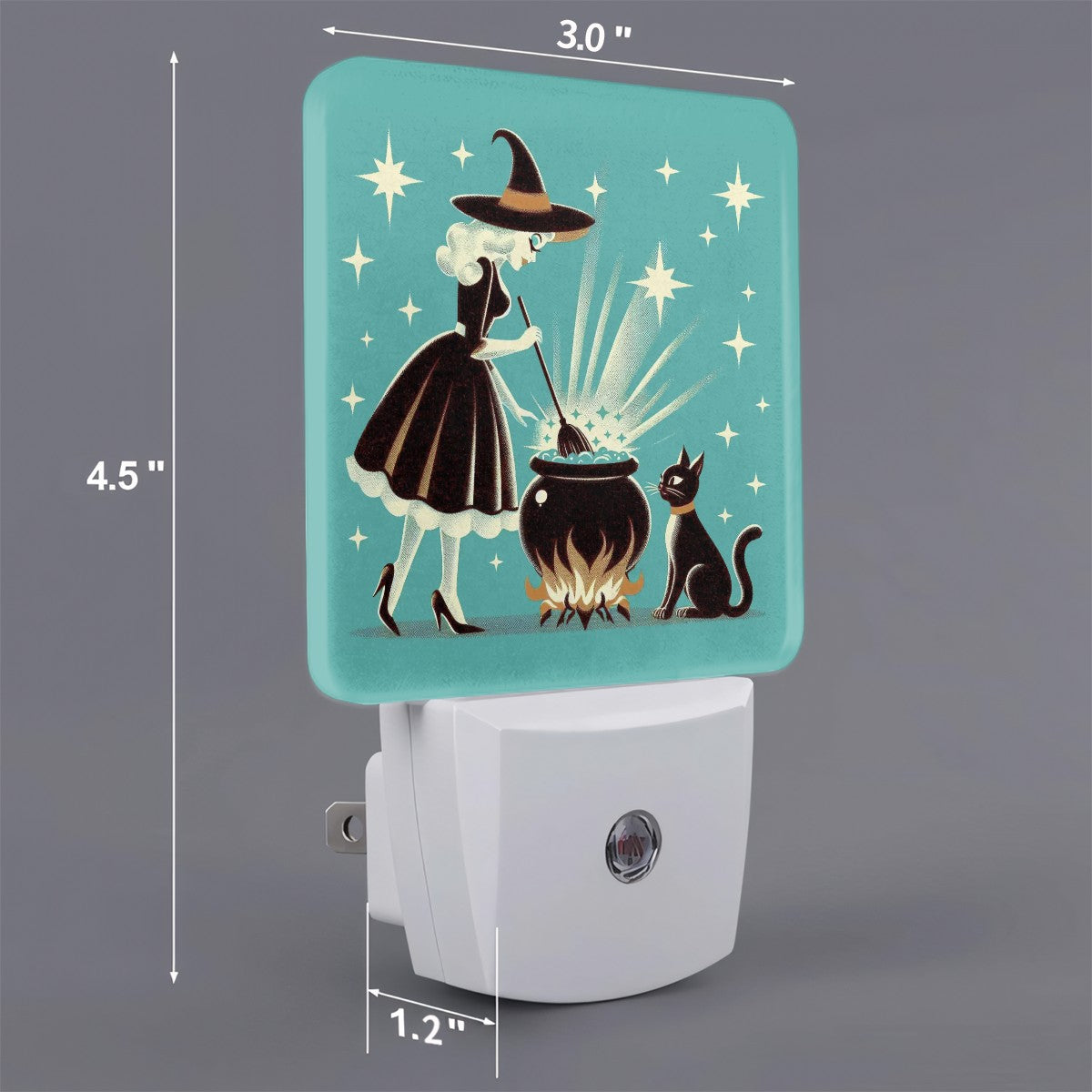 Witch's Brew Mid Century Modern Halloween Gothic Teal LED Night Light Set of 2 - Mid Century Modern Gal