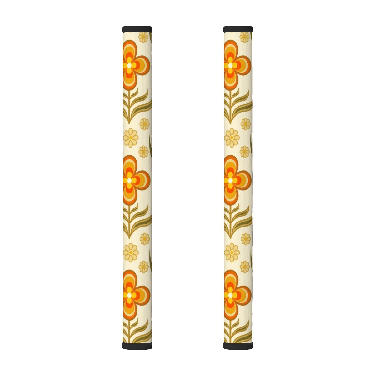 Harvest Gold, Orange Flower Power Refrigerator Handle Covers 2 pcs - Mid Century Modern Gal