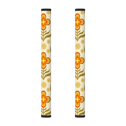 Harvest Gold, Orange Flower Power Refrigerator Handle Covers 2 pcs - Mid Century Modern Gal