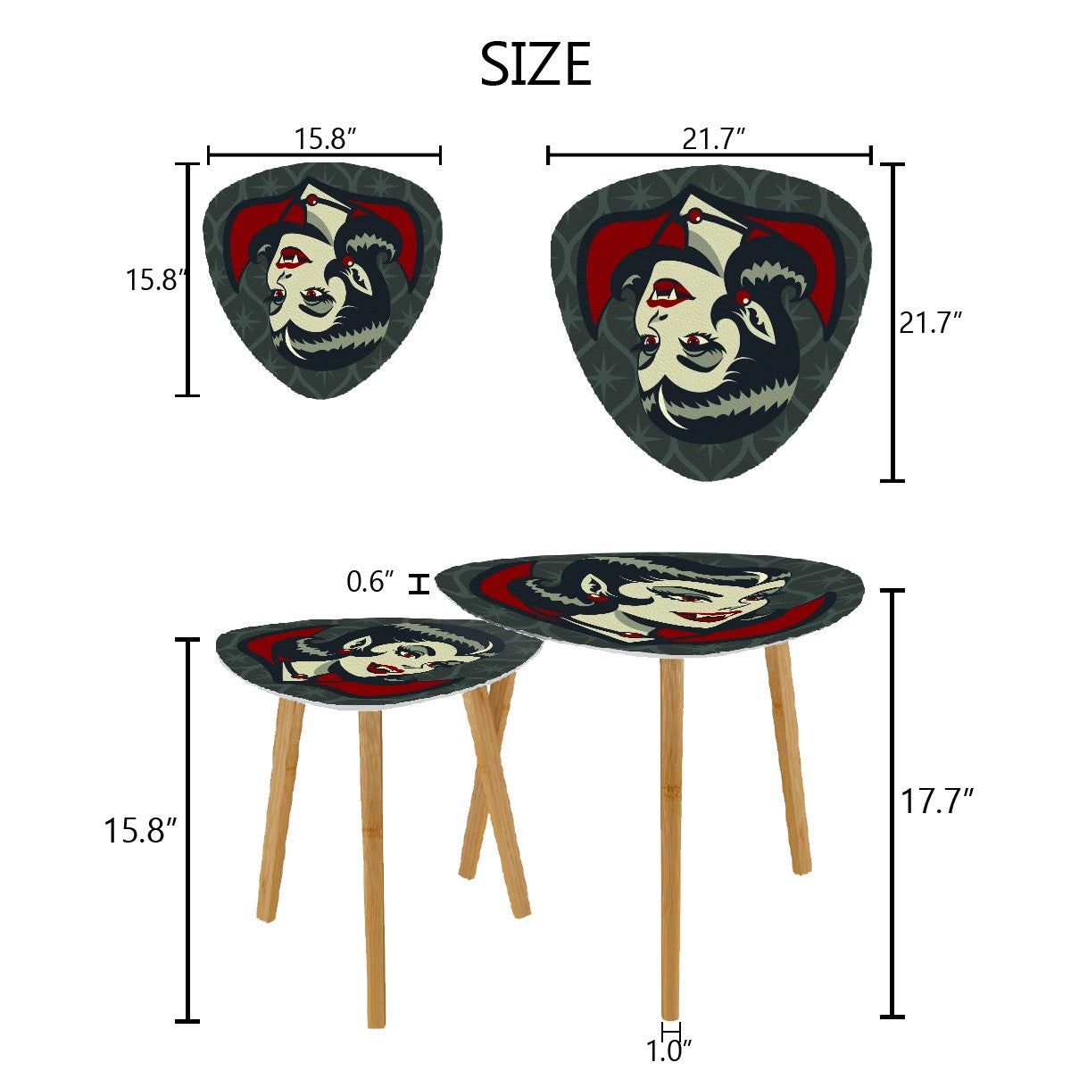 Vampire Dracula Girl Halloween Goth Horror Buff MCM Green Nesting Tables - Mid Century Modern Gal