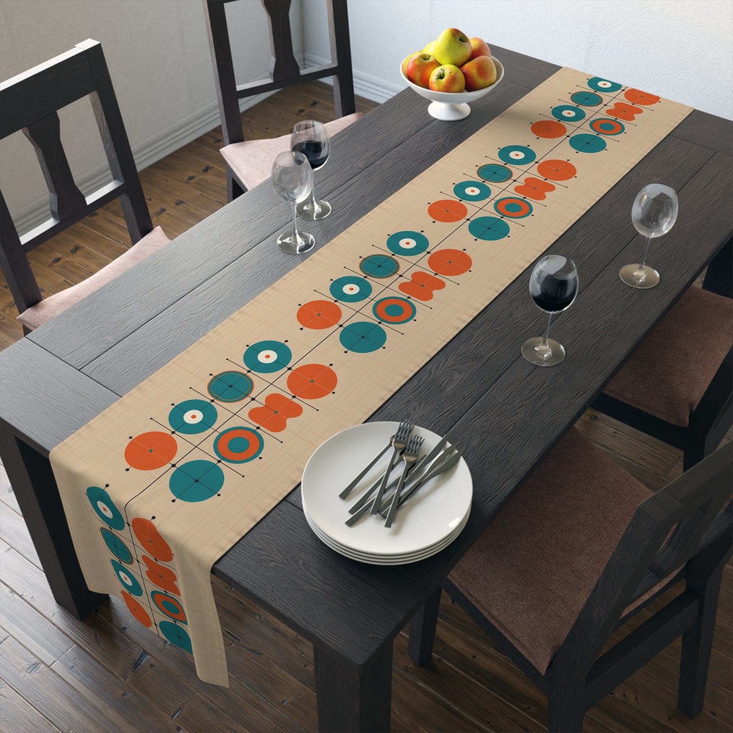 Mid Century Modern Minimalist Geometric Retro Table Runner - Mid Century Modern Gal