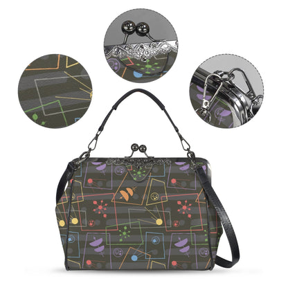 Mid Century Modern Atomic Space Age Gray Kisslock Crossbody Purse - Mid Century Modern Gal