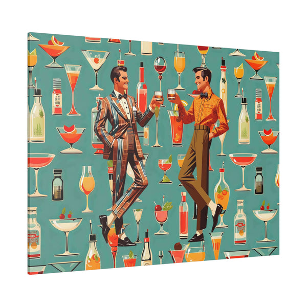 Atomic 50s Cocktail Art, Mid Century Modern Dapper Dudes, LGBTQ Unique Gifts, MCM Bar Art