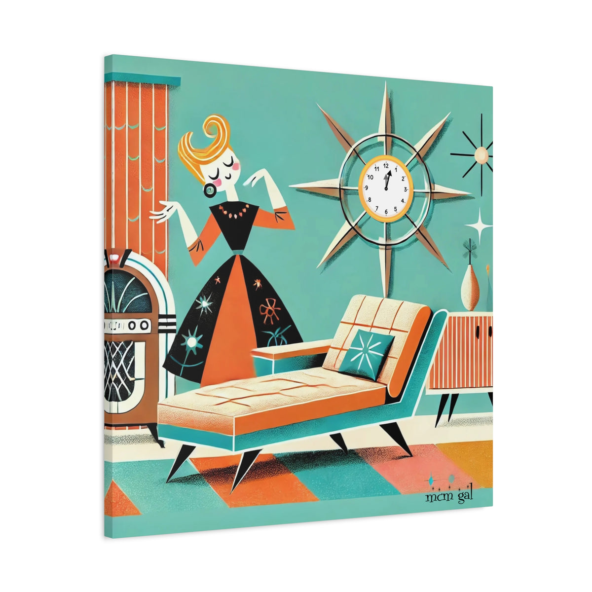 Mid Century Modern Wall Art, Quirky Mod Gal Retro Mid-Century Wall Art - Mid Century Modern Gal