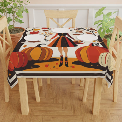 Mid Mod Gal Kitschy Quirky Flying Atomic Cats, Fall Halloween Seasonal Tablecloth - Mid Century Modern Gal