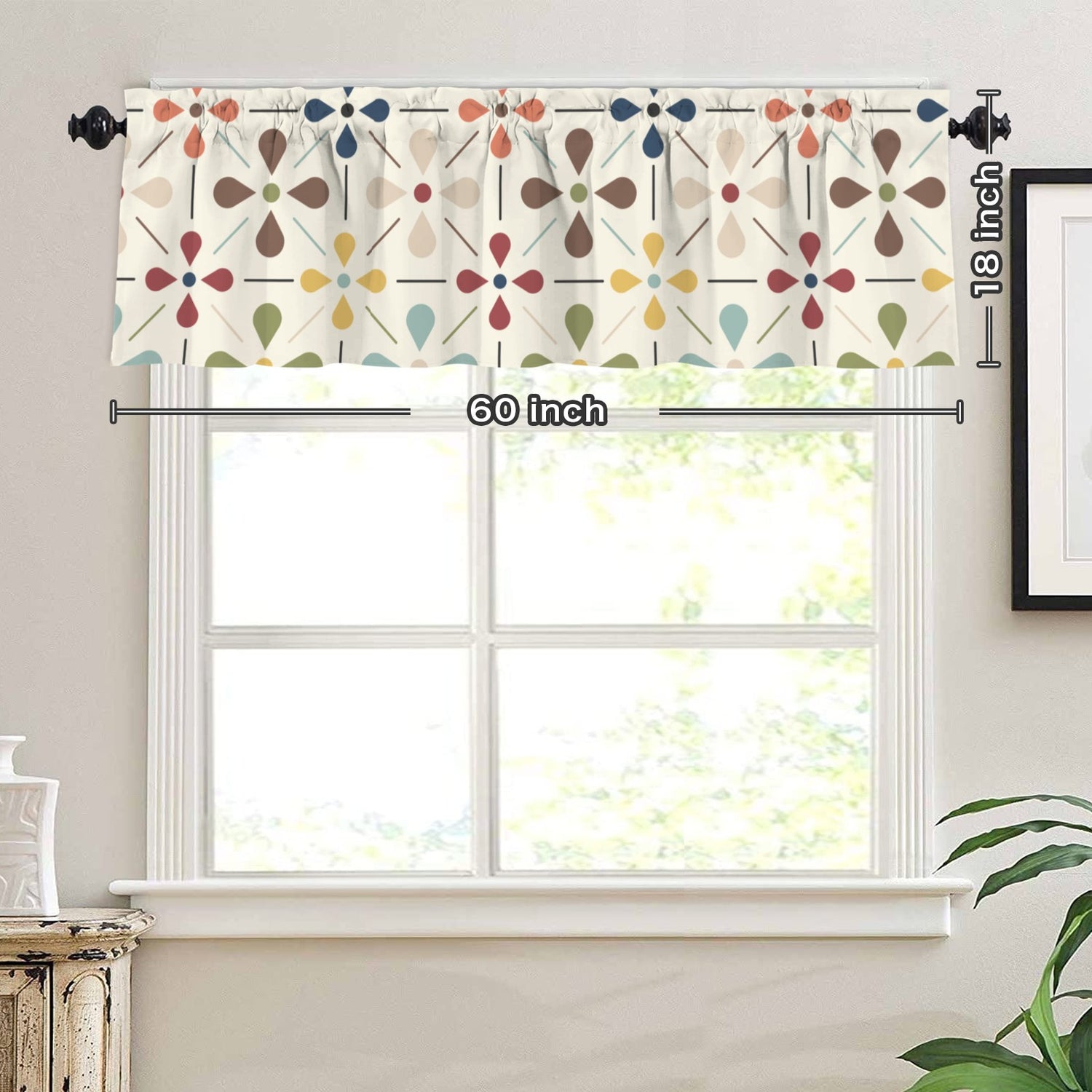 Modern Scandinavian Flower Designed Window Valance - Mid Century Modern Gal