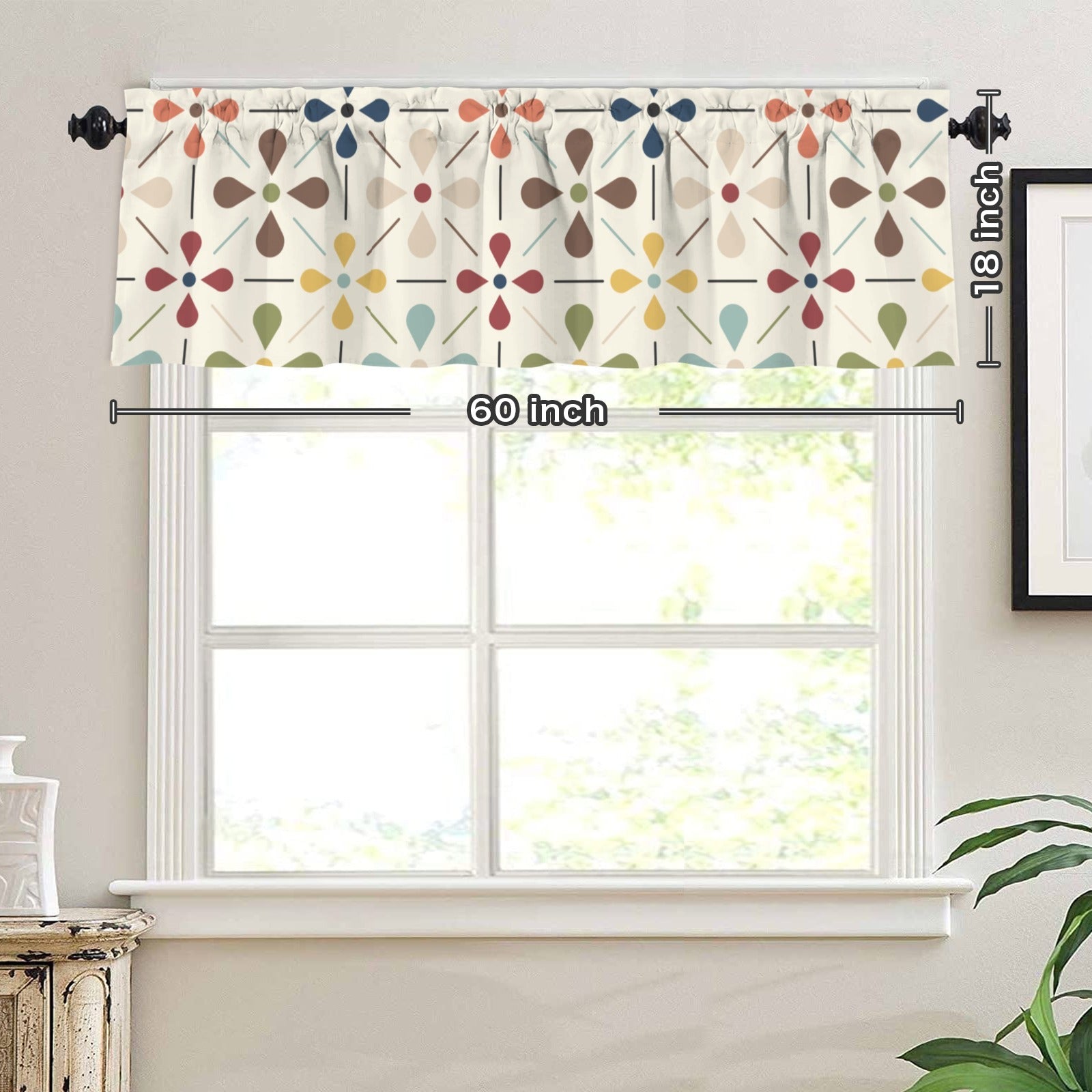 Modern Scandinavian Flower Designed Window Valance - Mid Century Modern Gal