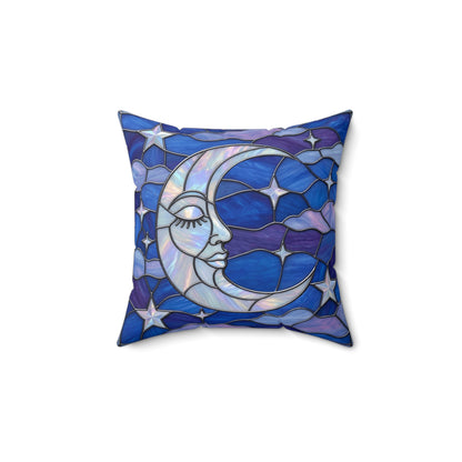 Halloween Stained Glass Style Night Sky Moon Stars Clouds Pillow Cover and Insert - Mid Century Modern Gal