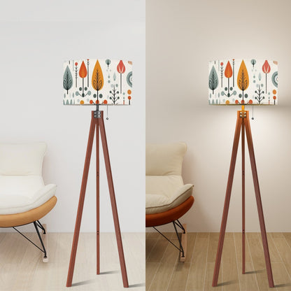 Scandinavian Flower, Mid Century Modern Tripod Floor Lamp