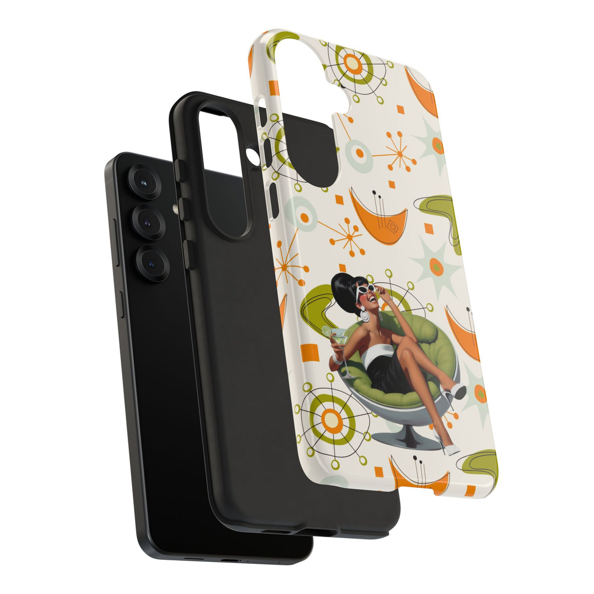 Mid Century Modern Atomic Starburst Mid Mod 60s Gal Retro Chic Tough Phone Case with Vintage Glamour Design
