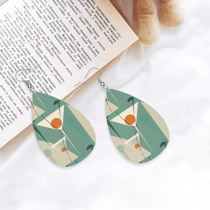 Mid Mod Martini Cocktail Retro Vegan Leather Teardrop Earrings - Mid Century Modern Gal