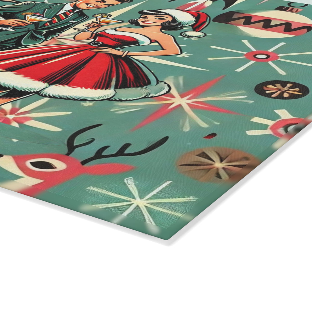 Mid Century Modern Kitschy 50s Holiday Cheese Board, Glass Cutting Board - Mid Century Modern Gal