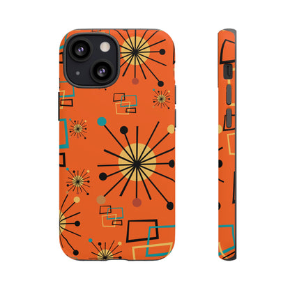 Mid Century Modern Sinatra Orange, Starburst, Geometric Funky Fun Tough Phone Case - Mid Century Modern Gal