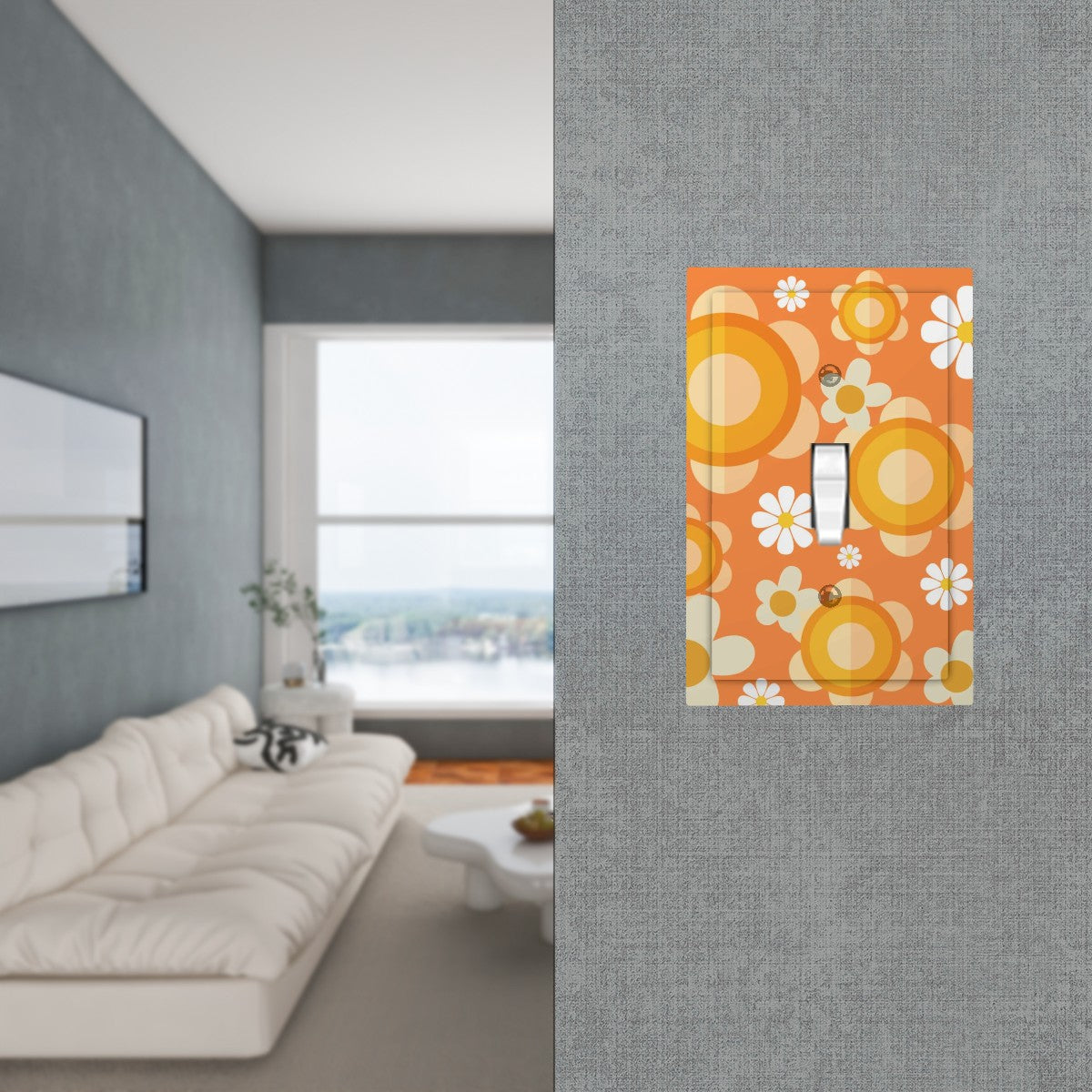 Flower Power Retro 70s Modern Switch Cover 1-Gang 1 Toggle - Mid Century Modern Gal