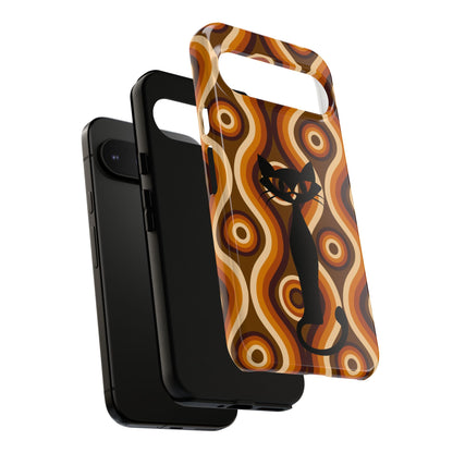 Retro Phone Case, Groovy Brown, Atomic Kitsch Cat Tough Smart Phone Cases